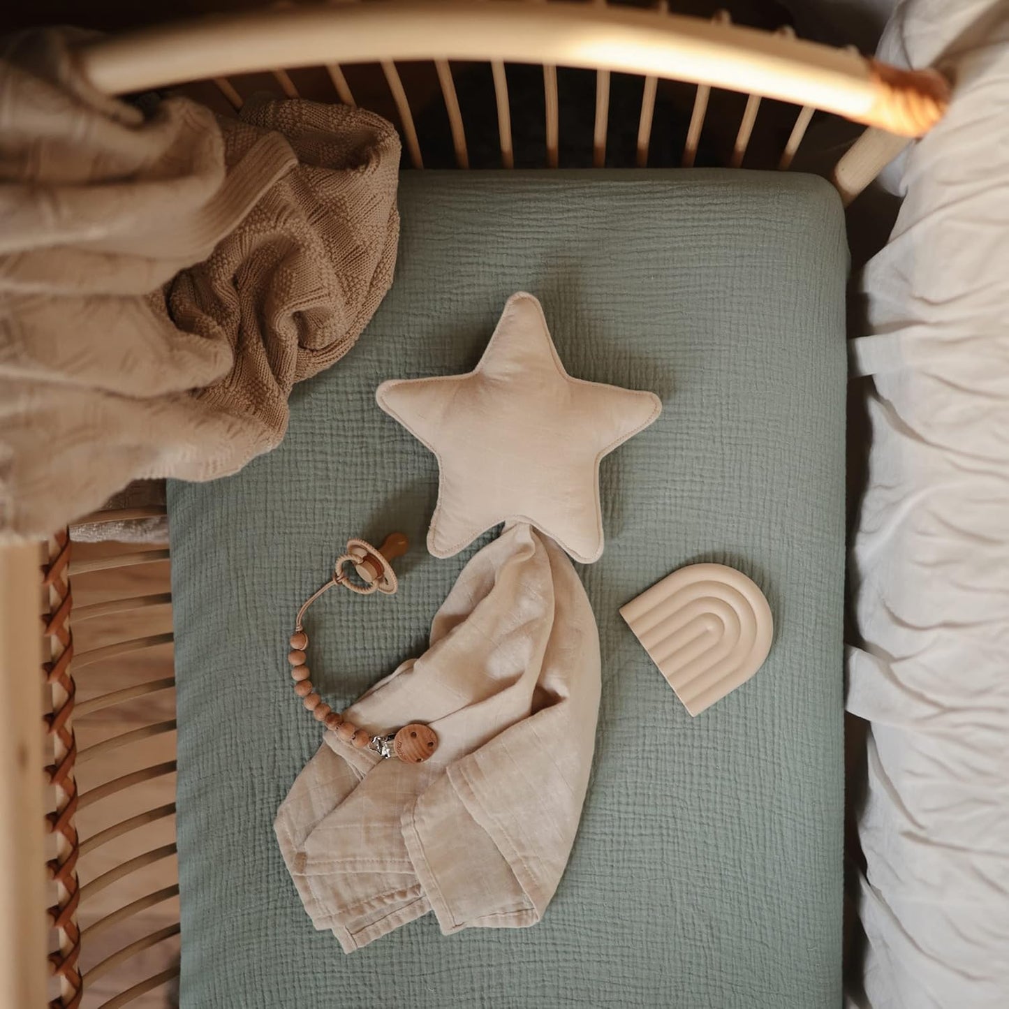 Extra Soft Muslin Fitted Crib Sheet | 192 Thread Count | 28"X 52" (Roman Green)