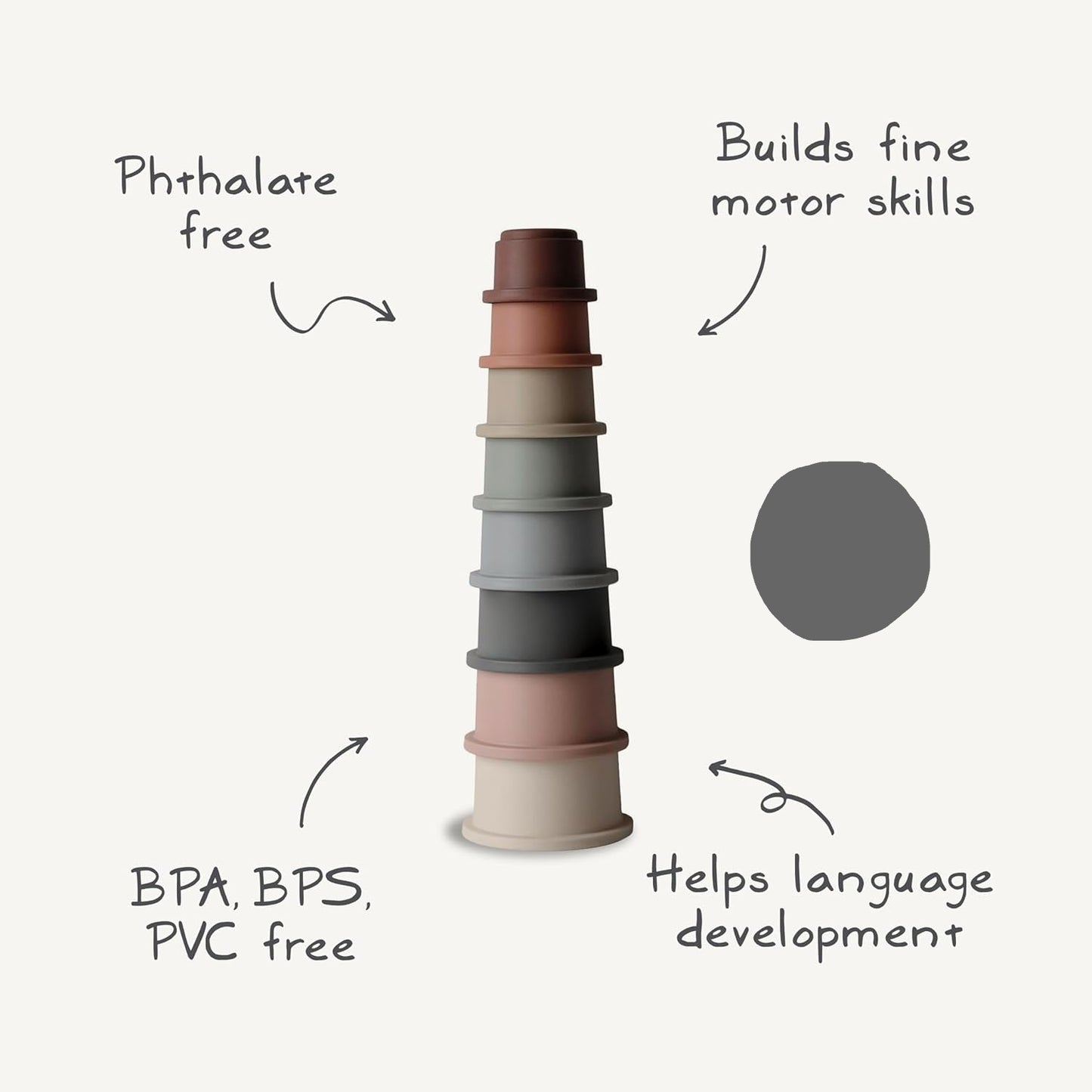 Stacking Cups Toy 8 Pcs | Made in Denmark (Forest)