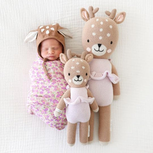 Violet the Fawn Regular 20" Hand-Knit Doll – 1 Doll = 10 Meals, Fair Trade, Heirloom Quality, Handcrafted in Peru, 100% Cotton Yarn