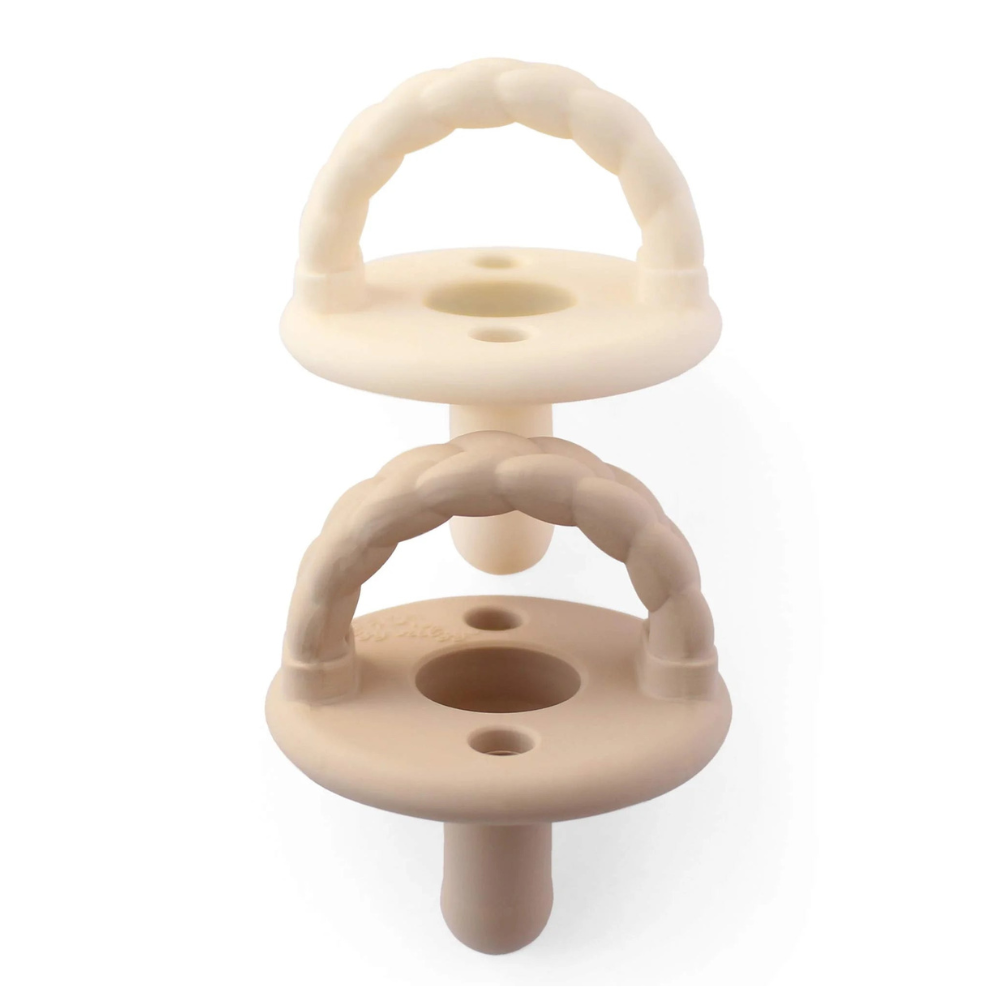 Luxury Silicone Pacifier Set| Sweetie Soother Braid (Toast & Buttercream) BPA-Free & Stylish for Babies