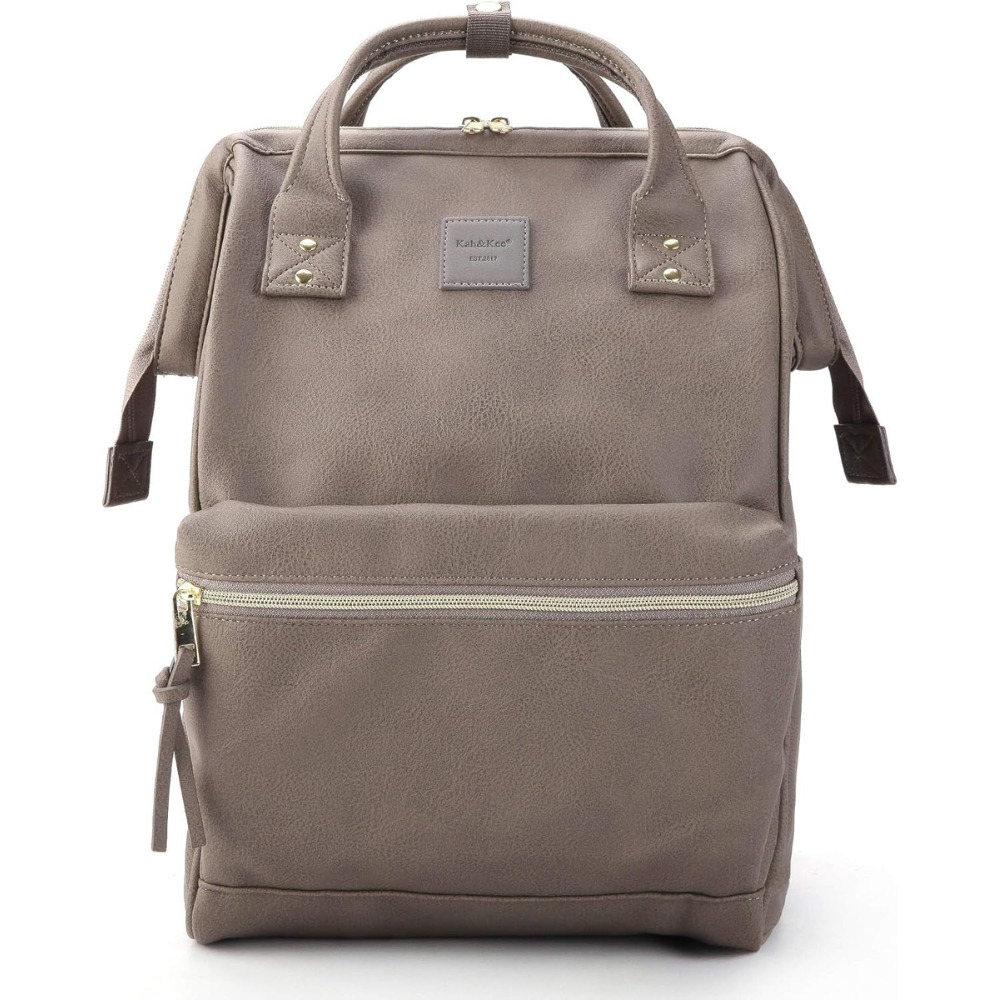 Luxe Modern Leather Backpack- Unisex for Work, Travel and Parenthood (Dark Gray, Medium)