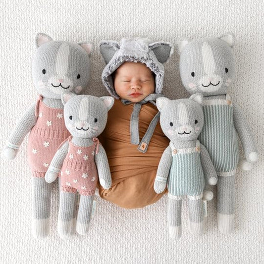 Dylan the Kitten Regular 20" Hand-Knit Doll – 1 Doll = 10 Meals, Fair Trade, Heirloom Quality, Handcrafted in Peru, 100% Cotton Yarn