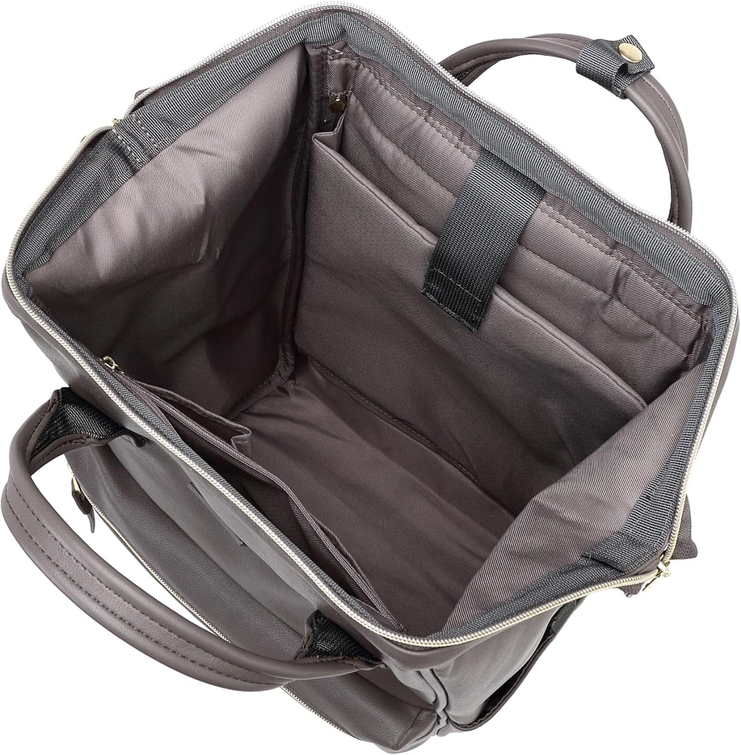 Luxe Modern Leather Backpack- Unisex for Work, Travel and Parenthood (Dark Gray, Medium)