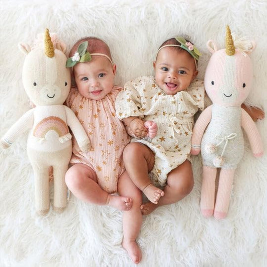 Ella the Unicorn Regular 20" Hand-Knit Doll – 1 Doll = 10 Meals, Fair Trade, Heirloom Quality, Handcrafted in Peru, 100% Cotton Yarn