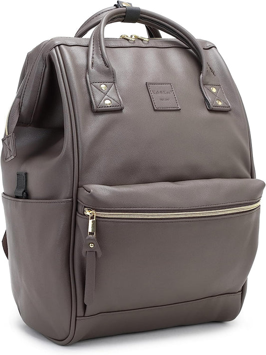 Leather Backpack Diaper Bag Laptop Travel Doctor Teacher Bag for Women Man (Grey II)