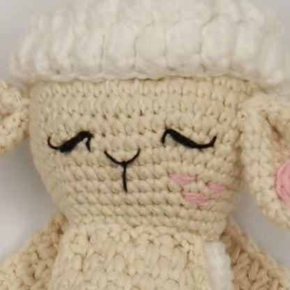 Crochet Sheep Rabbite Toy Set Comfort Towel Baby Rattle Biting Ring Handmade Baby Teething Ring Stuffed Plush Toys Gifts