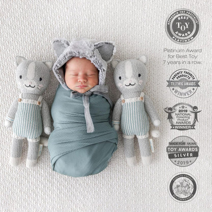 Dylan the Kitten Regular 20" Hand-Knit Doll – 1 Doll = 10 Meals, Fair Trade, Heirloom Quality, Handcrafted in Peru, 100% Cotton Yarn