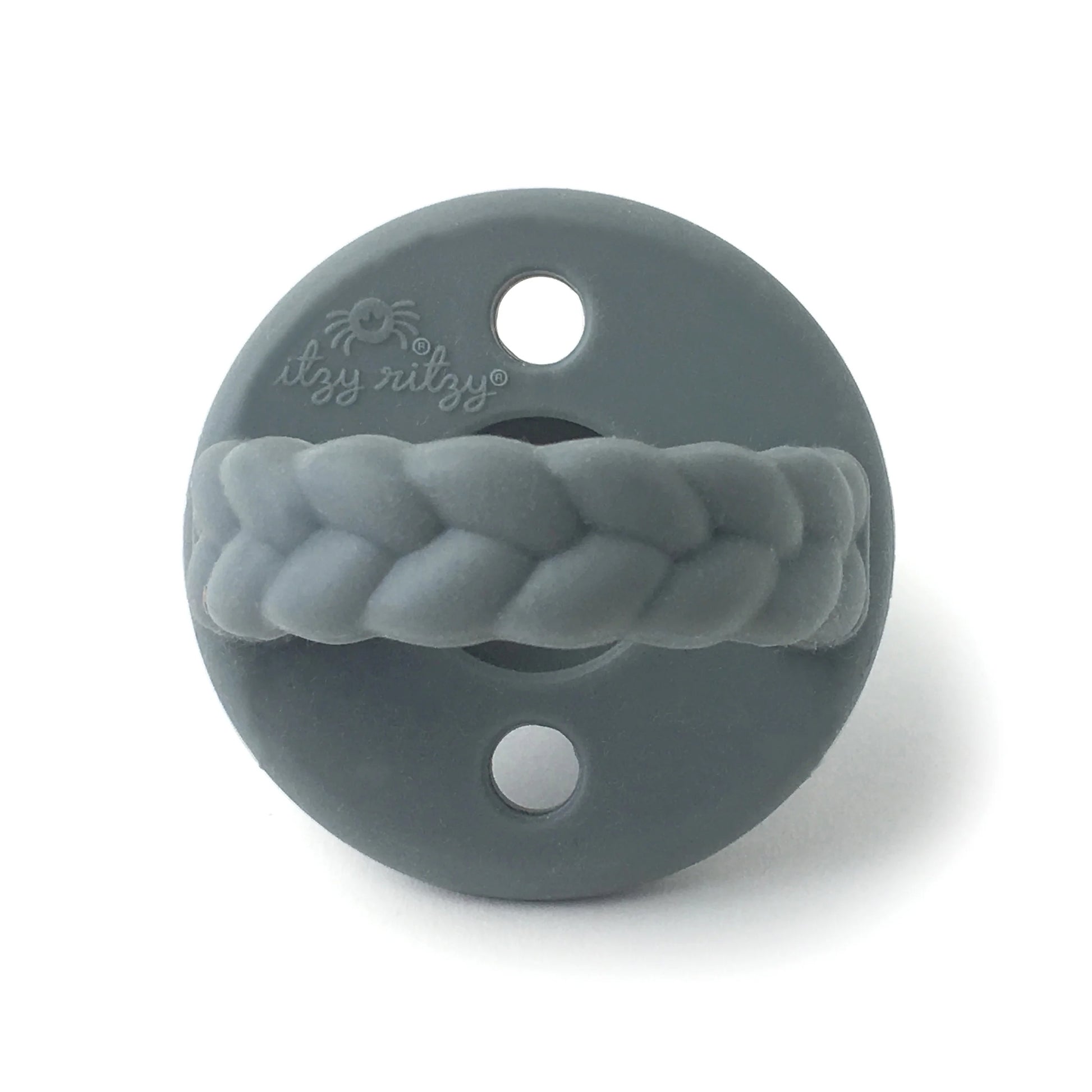 Sweetie Soother Pacifier Set of 2 - Silicone Newborn Pacifiers with Collapsible Handle & Two Air Holes for Added Safety; Set of 2 in Dark Gray & Yellow, Ages Newborn & Up