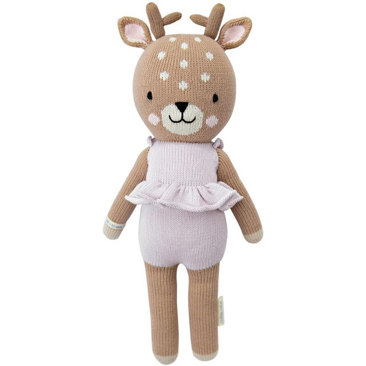 Violet the Fawn Regular 20" Hand-Knit Doll – 1 Doll = 10 Meals, Fair Trade, Heirloom Quality, Handcrafted in Peru, 100% Cotton Yarn