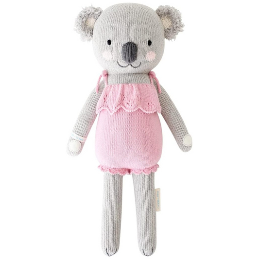 Claire the Koala Little 13" Hand-Knit Doll – 1 Doll = 10 Meals, Fair Trade, Heirloom Quality, Handcrafted in Peru, 100% Cotton Yarn