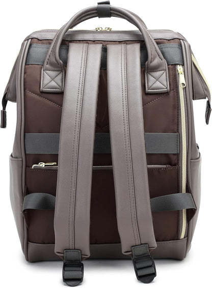 Leather Backpack Diaper Bag Laptop Travel Doctor Teacher Bag for Women Man (Grey II)