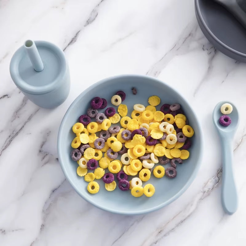 100%Food Safe Approve Silicone Children'S Tableware Fashionable round Food Plates Waterproof Training Bowl Baby Accessories