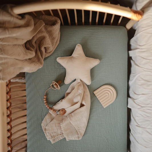 Extra Soft Muslin Fitted Crib Sheet | 192 Thread Count | 28"X 52" (Roman Green)