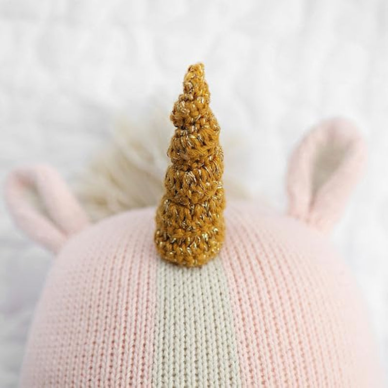 Ella the Unicorn Regular 20" Hand-Knit Doll – 1 Doll = 10 Meals, Fair Trade, Heirloom Quality, Handcrafted in Peru, 100% Cotton Yarn