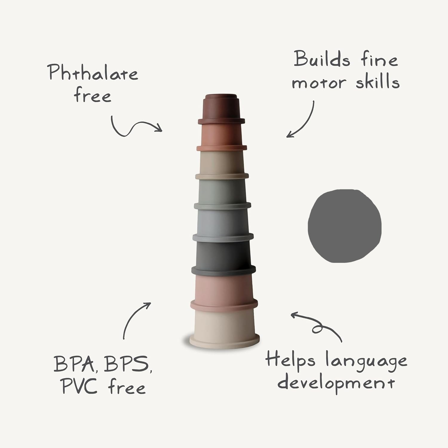 Stacking Cups Toy 8 Pcs | Made in Denmark (Forest)