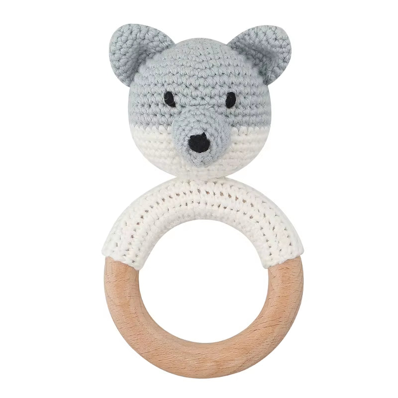 Crochet Sheep Rabbite Toy Set Comfort Towel Baby Rattle Biting Ring Handmade Baby Teething Ring Stuffed Plush Toys Gifts