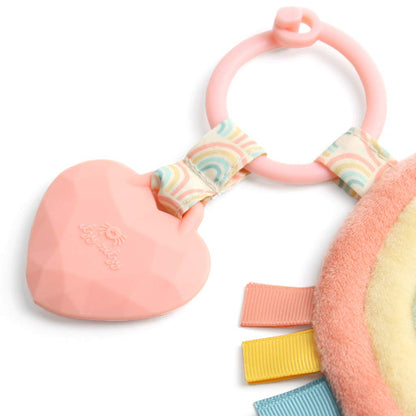 Infant Toy & Teether - Itzy Pal Baby Teething Toy Includes Lovey, Crinkle Sound, Textured Ribbons & Silicone Teether for Newborn (Rainbow)