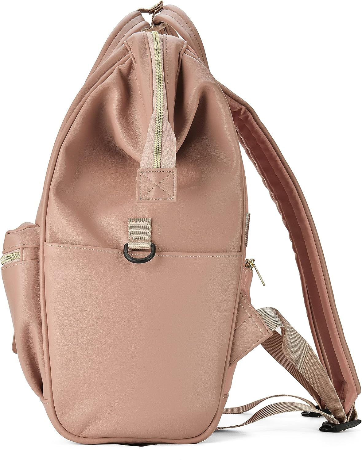 Leather Backpack Diaper Bag Laptop Travel Doctor Teacher Bag for Women Man (Tan Pink II)
