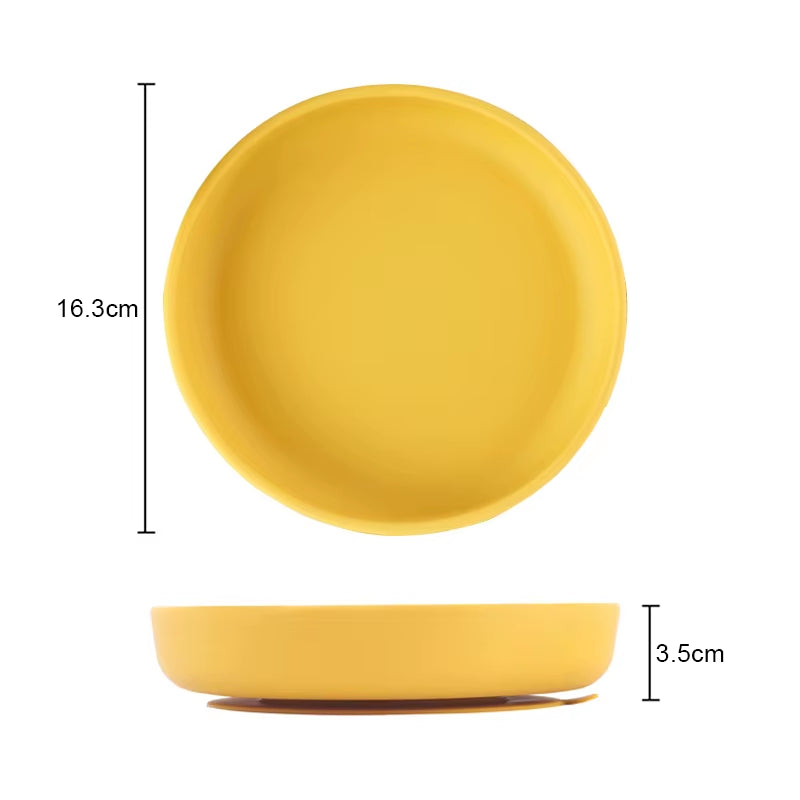 100%Food Safe Approve Silicone Children'S Tableware Fashionable round Food Plates Waterproof Training Bowl Baby Accessories
