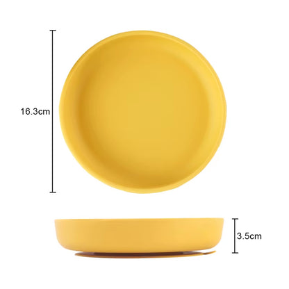 100%Food Safe Approve Silicone Children'S Tableware Fashionable round Food Plates Waterproof Training Bowl Baby Accessories