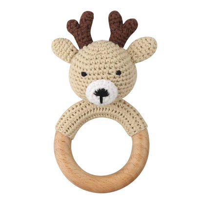 Crochet Sheep Rabbite Toy Set Comfort Towel Baby Rattle Biting Ring Handmade Baby Teething Ring Stuffed Plush Toys Gifts