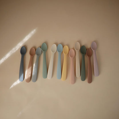 Silicone Baby Feeding Spoons | 2 Pack (Blush/Shifting Sand)