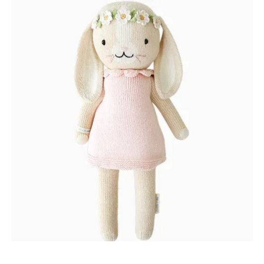 Hannah the Bunny Ivory Regular 20" Hand-Knit Doll – 1 Doll = 10 Meals, Fair Trade, Heirloom Quality, Handcrafted in Peru, 100% Cotton Yarn