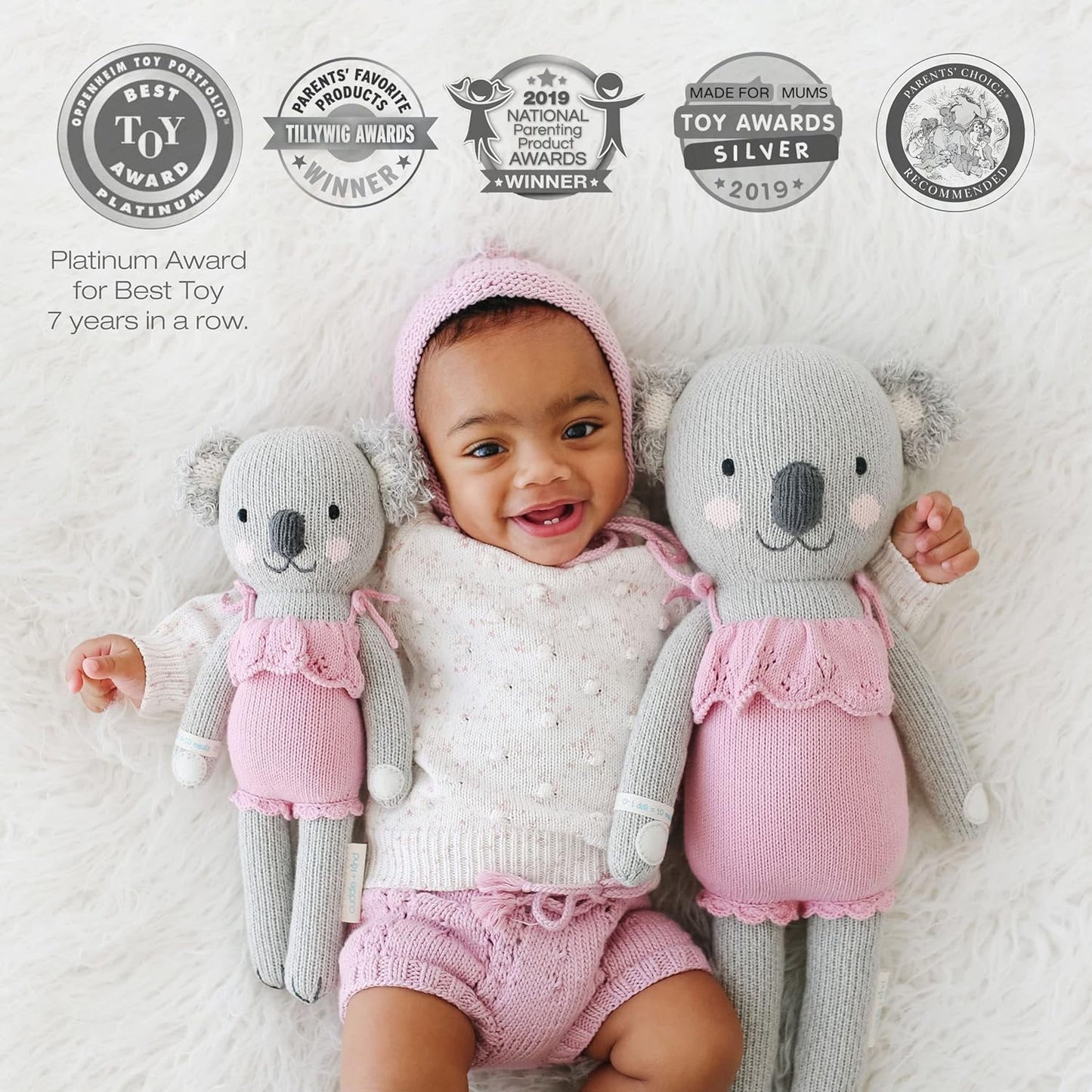 Claire the Koala Little 13" Hand-Knit Doll – 1 Doll = 10 Meals, Fair Trade, Heirloom Quality, Handcrafted in Peru, 100% Cotton Yarn
