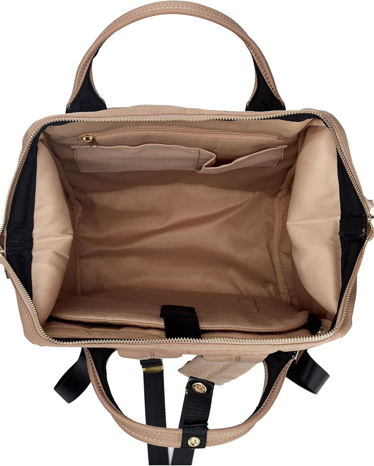 Nylon Backpack Diaper Bag with Laptop Compartment Waterproof Work Travel School for Women Man (Beige)