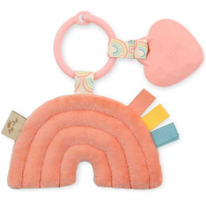 Infant Toy & Teether - Itzy Pal Baby Teething Toy Includes Lovey, Crinkle Sound, Textured Ribbons & Silicone Teether for Newborn (Rainbow)