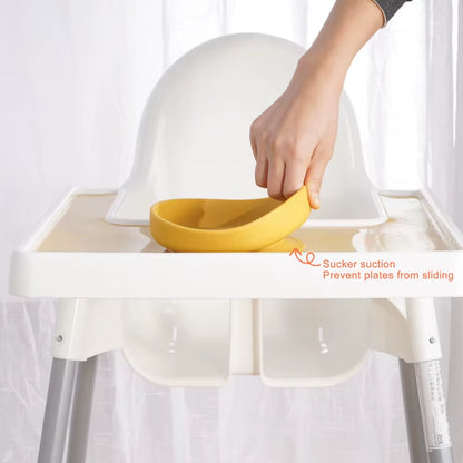 100%Food Safe Approve Silicone Children'S Tableware Fashionable round Food Plates Waterproof Training Bowl Baby Accessories