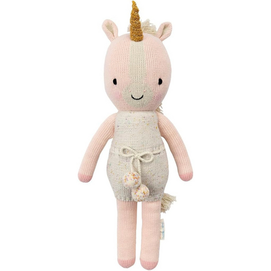 Ella the Unicorn Regular 20" Hand-Knit Doll – 1 Doll = 10 Meals, Fair Trade, Heirloom Quality, Handcrafted in Peru, 100% Cotton Yarn