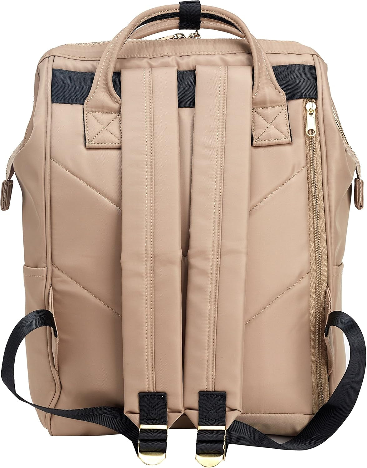 Nylon Backpack Diaper Bag with Laptop Compartment Waterproof Work Travel School for Women Man (Beige)