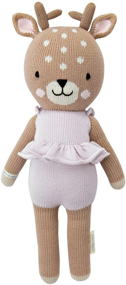 Violet the Fawn Regular 20" Hand-Knit Doll – 1 Doll = 10 Meals, Fair Trade, Heirloom Quality, Handcrafted in Peru, 100% Cotton Yarn