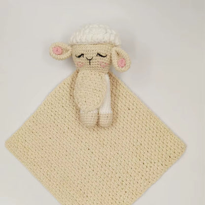 Crochet Sheep Rabbite Toy Set Comfort Towel Baby Rattle Biting Ring Handmade Baby Teething Ring Stuffed Plush Toys Gifts