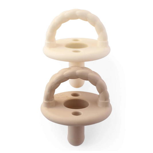 Luxury Silicone Pacifier Set| Sweetie Soother Braid (Toast & Buttercream) BPA-Free & Stylish for Babies