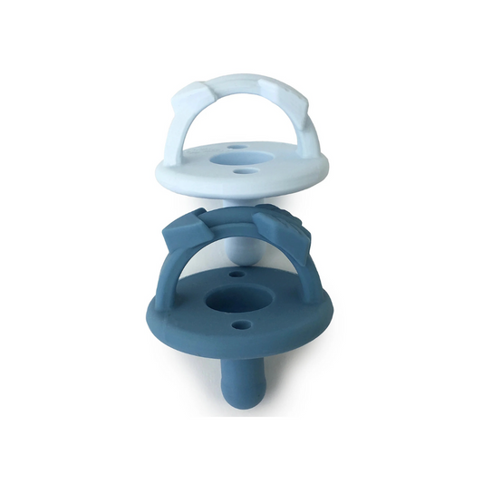 Luxury Silicone Pacifier Set| Sweetie Soother Braid (Muted Blue & Sky) BPA-Free & Stylish for Babies