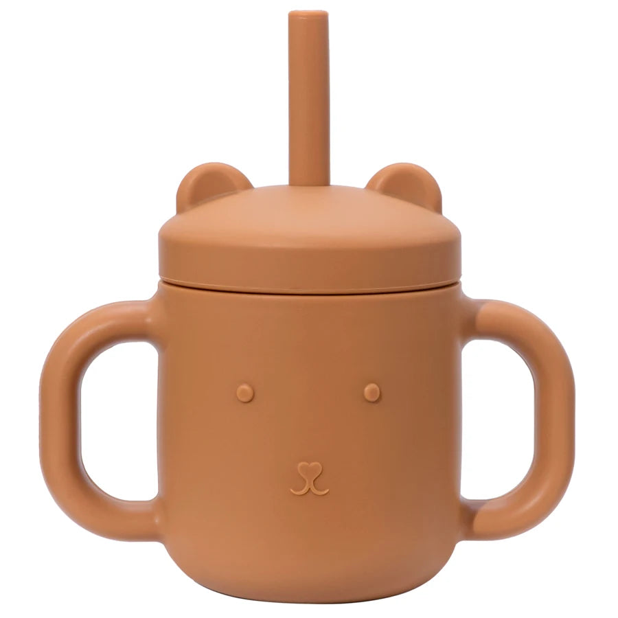 BPA Free Safe Baby Cup Drinking Training Cartoon Shape Cup Baby Silicone Sippy Cups with Straw for Toddler Baby Items