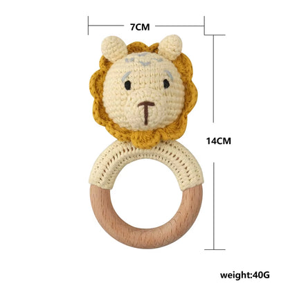 Crochet Sheep Rabbite Toy Set Comfort Towel Baby Rattle Biting Ring Handmade Baby Teething Ring Stuffed Plush Toys Gifts