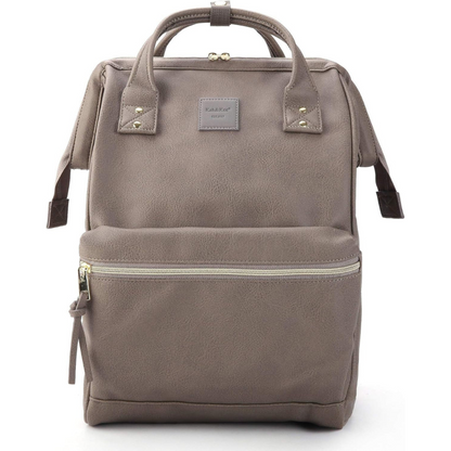 Luxe Modern Leather Backpack- Unisex for Work, Travel and Parenthood (Dark Gray, Medium)
