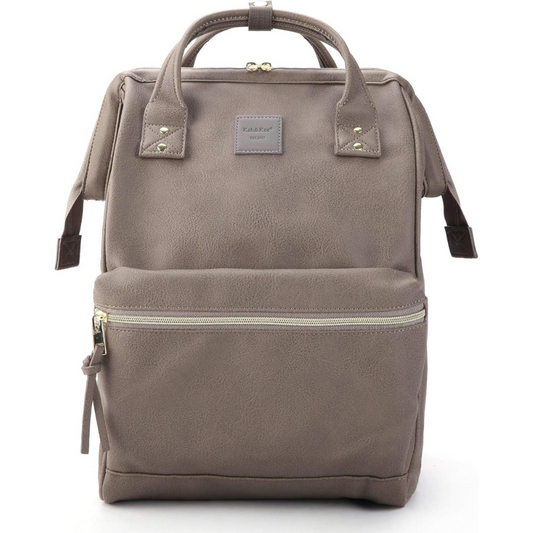Luxe Modern Leather Backpack- Unisex for Work, Travel and Parenthood (Dark Gray, Medium)