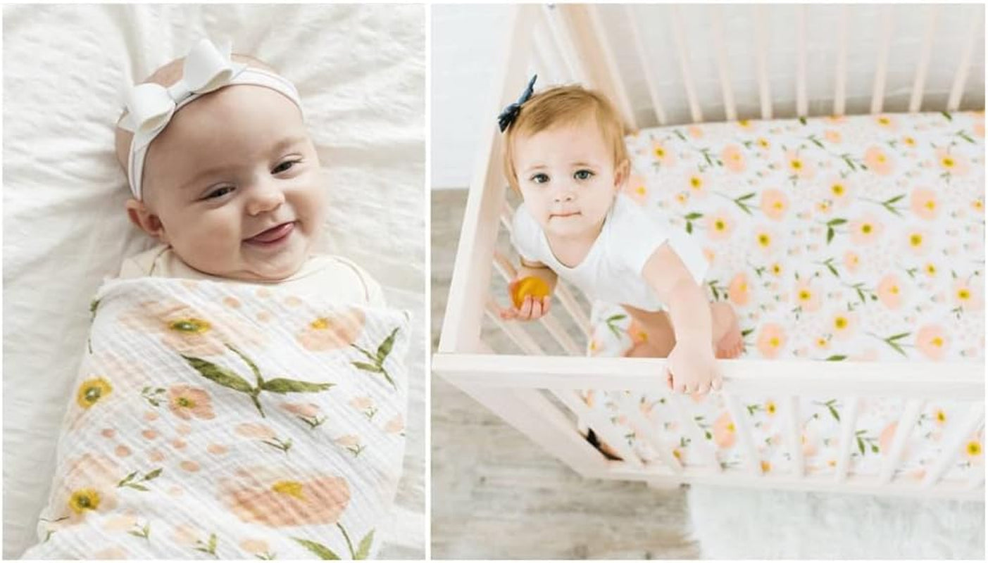 3 Pack Muslin Swaddle Blankets Solid Colors, Large 47 X 47 Inches Muslin Blankets for Girls & Boys, Baby Receiving Blankets, Newborn Gifts (Solid Floral)