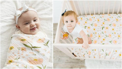 3 Pack Muslin Swaddle Blankets Solid Colors, Large 47 X 47 Inches Muslin Blankets for Girls & Boys, Baby Receiving Blankets, Newborn Gifts (Solid Floral)