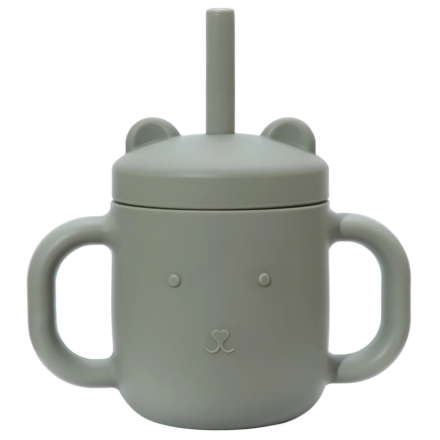 BPA Free Safe Baby Cup Drinking Training Cartoon Shape Cup Baby Silicone Sippy Cups with Straw for Toddler Baby Items
