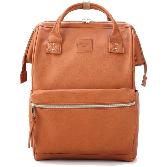 Luxe Modern Leather Backpack- Unisex for Work, Travel and Parenthood (Camel)