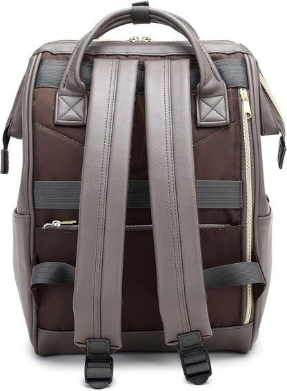 Luxe Modern Leather Backpack- Unisex for Work, Travel and Parenthood (Dark Gray, Medium)