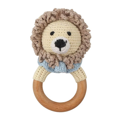 Crochet Sheep Rabbite Toy Set Comfort Towel Baby Rattle Biting Ring Handmade Baby Teething Ring Stuffed Plush Toys Gifts