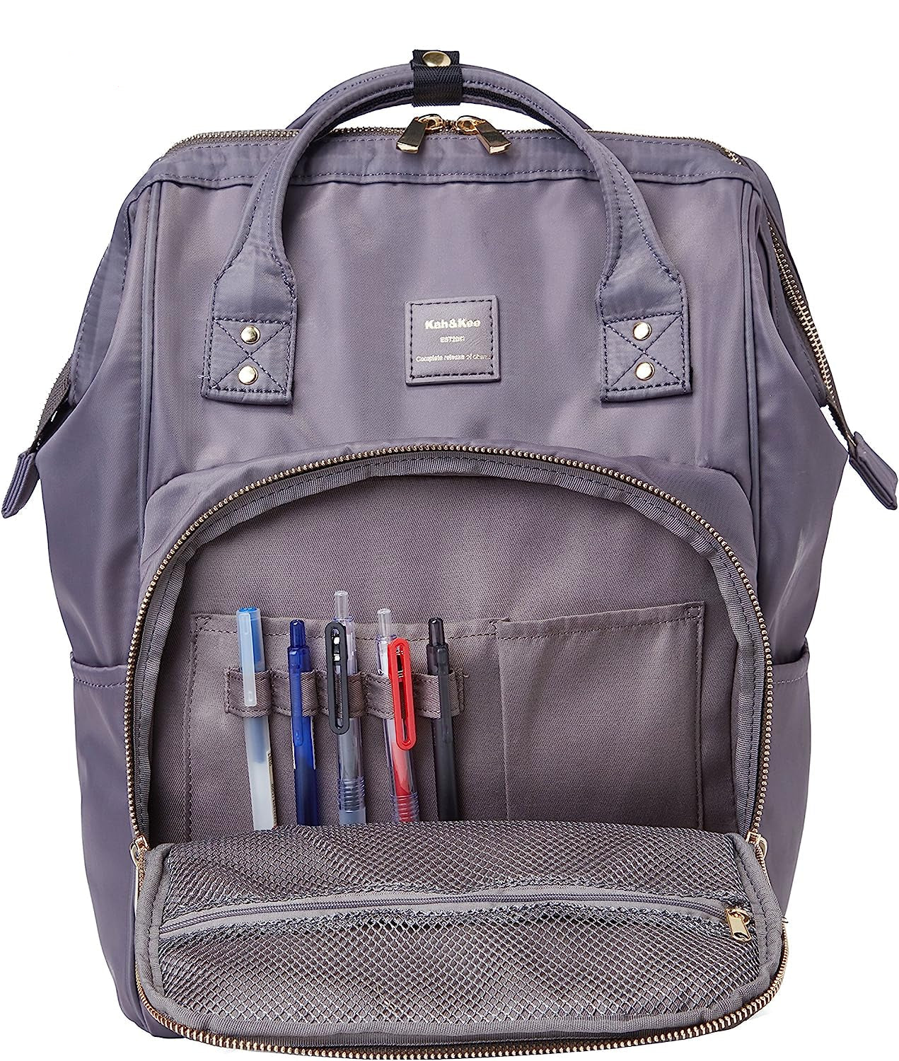 Nylon Backpack Diaper Bag with Laptop Compartment Waterproof Work Travel School for Women Man (Beige)