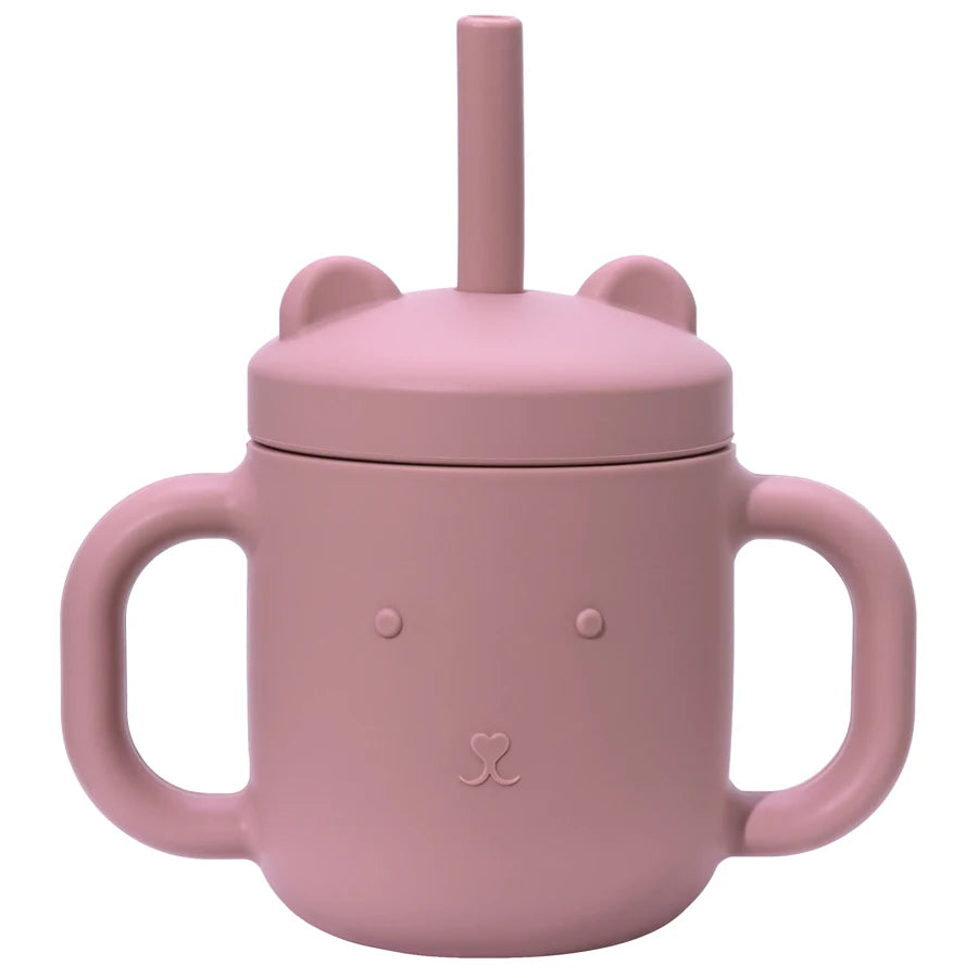 BPA Free Safe Baby Cup Drinking Training Cartoon Shape Cup Baby Silicone Sippy Cups with Straw for Toddler Baby Items