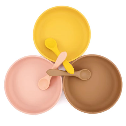 100%Food Safe Approve Silicone Children'S Tableware Fashionable round Food Plates Waterproof Training Bowl Baby Accessories